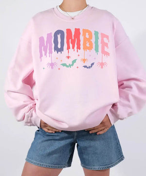 Mombie Comfort Colors T-Shirt or Crewneck Sweatshirt – Cute Colorful Spooky Halloween Mom Shirt - Woven Mama
