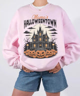Mama’s Halloweentown Comfort Colors T-Shirt or Crewneck Sweatshirt – Haunted House Pumpkin Halloween Mom Shirt - Woven Mama