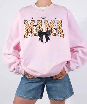 Spooky Bow MAMA Halloween Comfort Colors T-Shirt or Crewneck Sweatshirt - Woven Mama