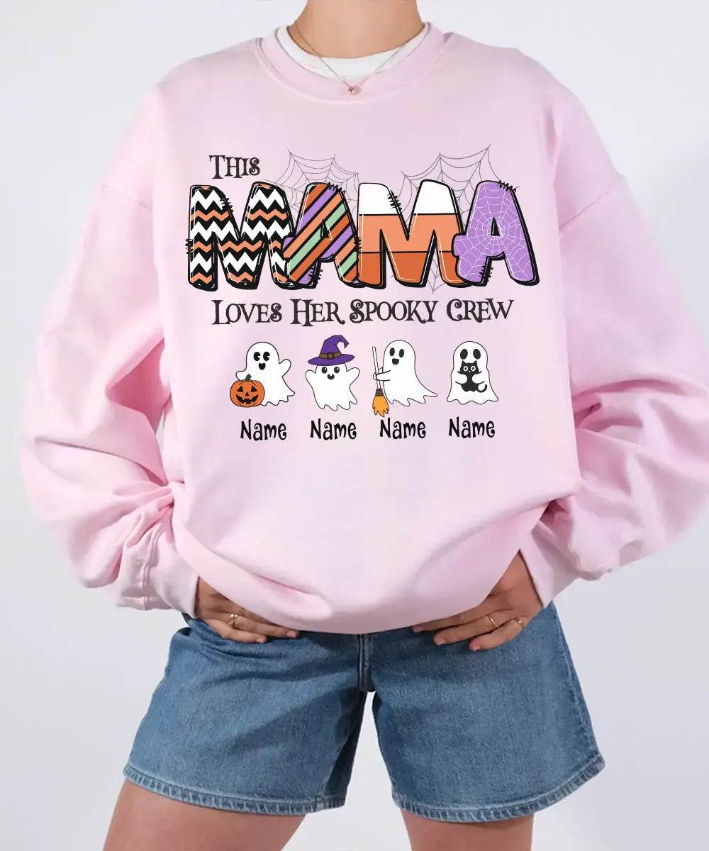 Custom Halloween Mama Comfort Colors T-Shirt or Crewneck Sweatshirt – This Mama Loves Her Spooky Crew - Woven Mama