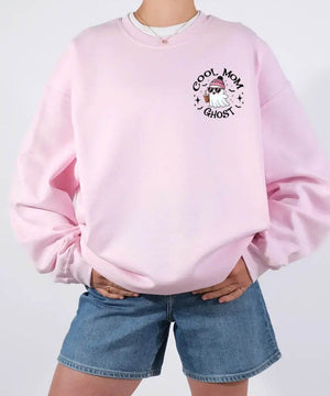 Cool Mom Ghost Comfort Colors T-Shirt or Crewneck Sweatshirt – Halloween Pocket Print Shirt - Woven Mama