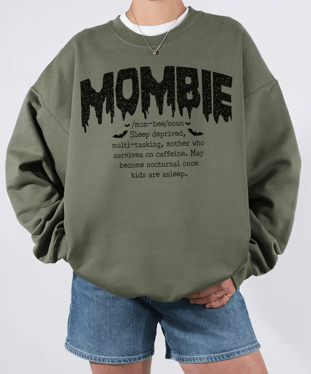Mombie Comfort Colors® T-Shirt or Crewneck Sweatshirt – Funny Mom Halloween Shirt - Woven Mama