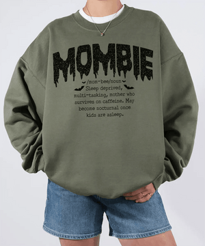 Mombie Comfort Colors® T-Shirt or Crewneck Sweatshirt – Funny Mom Halloween Shirt - Woven Mama
