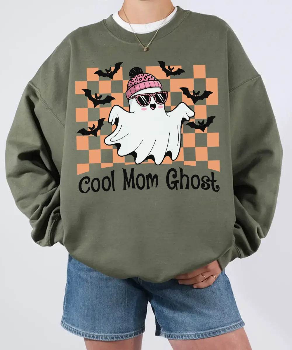 Cool Mom Ghost Halloween Comfort Colors T-Shirt or Sweatshirt – Funny Spooky Season Shirt - Woven Mama