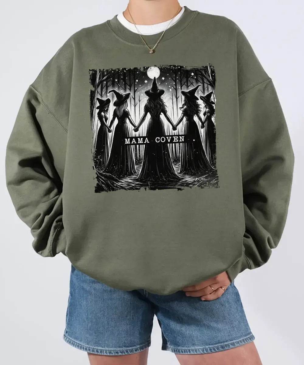 Mama Coven Halloween Comfort Colors T-Shirt or Crewneck Sweatshirt – Witchy Mom Shirt - Woven Mama