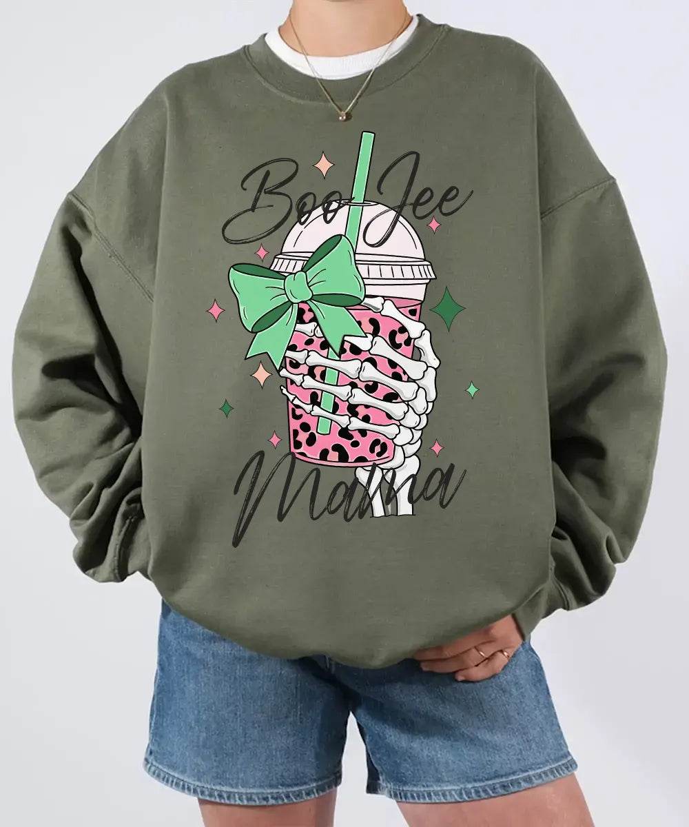 Boo Jee Mama Comfort Colors T-Shirt or Crewneck Sweatshirt – Cute Spooky Mom Halloween Shirt - Woven Mama