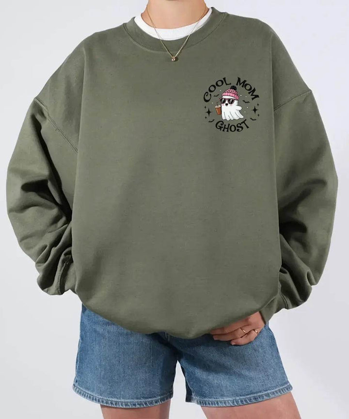 Cool Mom Ghost Comfort Colors T-Shirt or Crewneck Sweatshirt – Halloween Pocket Print Shirt - Woven Mama