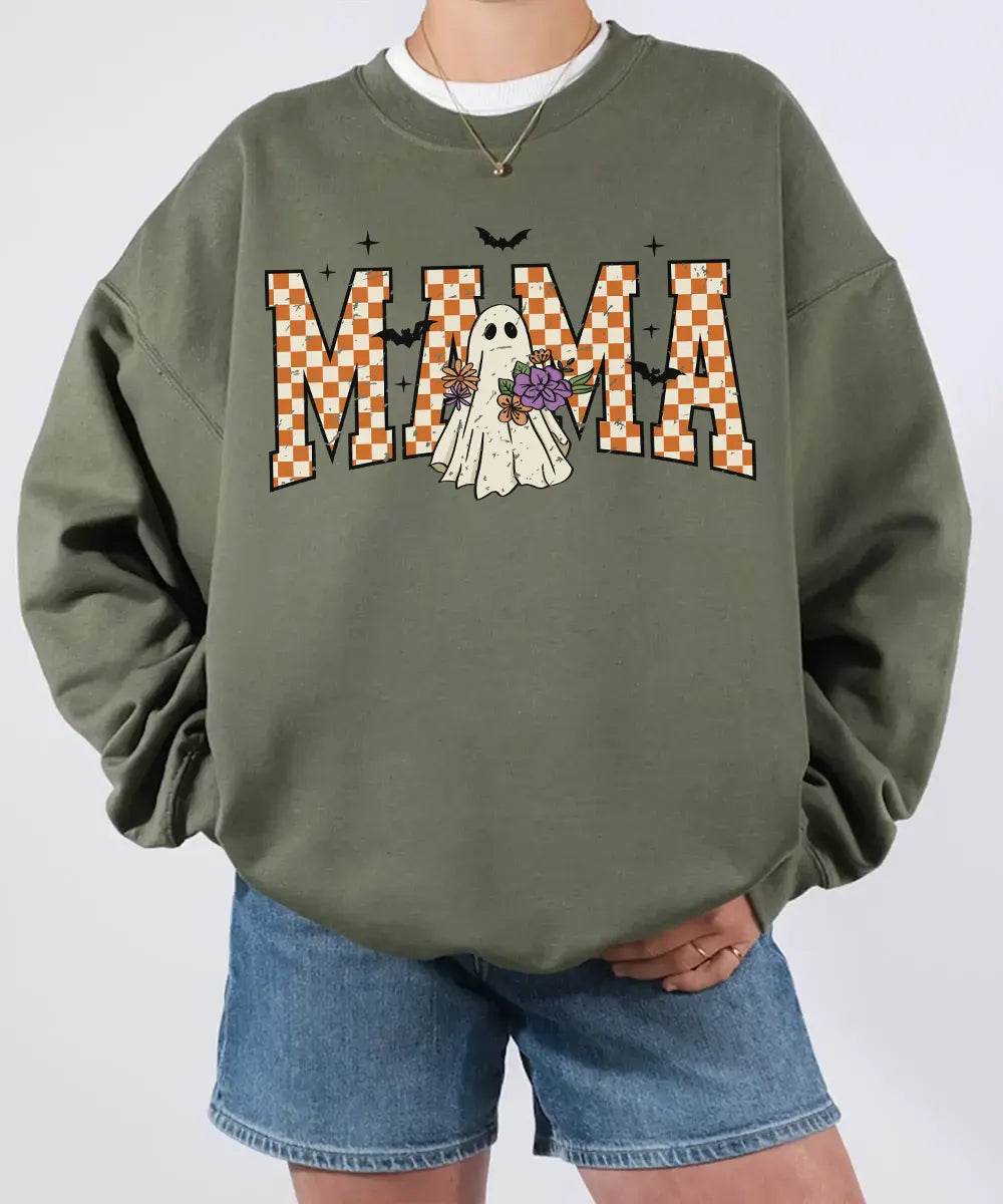 Halloween Mama Ghost Comfort Colors T-Shirt or Crewneck Sweatshirt - Woven Mama
