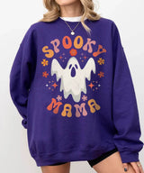 Spooky Mama Ghost Comfort Colors T-Shirt or Crewneck Sweatshirt – Retro Halloween Mom Shirt - Woven Mama