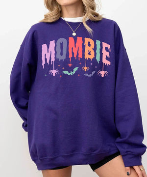 Mombie Comfort Colors T-Shirt or Crewneck Sweatshirt – Cute Colorful Spooky Halloween Mom Shirt - Woven Mama