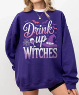 Drink Up Witches Halloween Comfort Colors T-Shirt or Crewneck Sweatshirt – Funny Spooky Season Shirt - Woven Mama