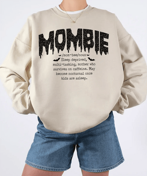 Mombie Comfort Colors® T-Shirt or Crewneck Sweatshirt – Funny Mom Halloween Shirt - Woven Mama