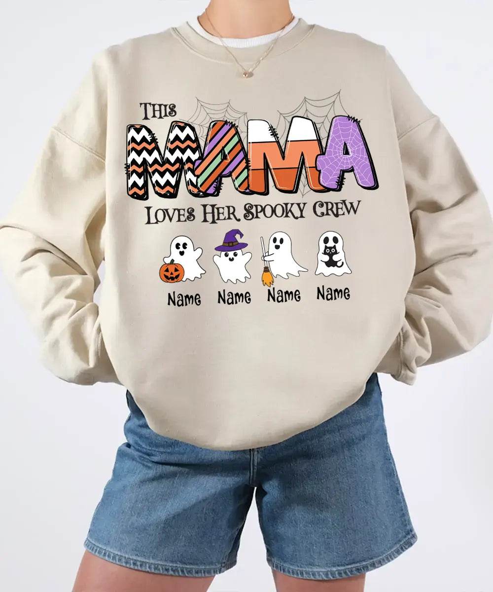 Custom Halloween Mama Comfort Colors T-Shirt or Crewneck Sweatshirt – This Mama Loves Her Spooky Crew - Woven Mama