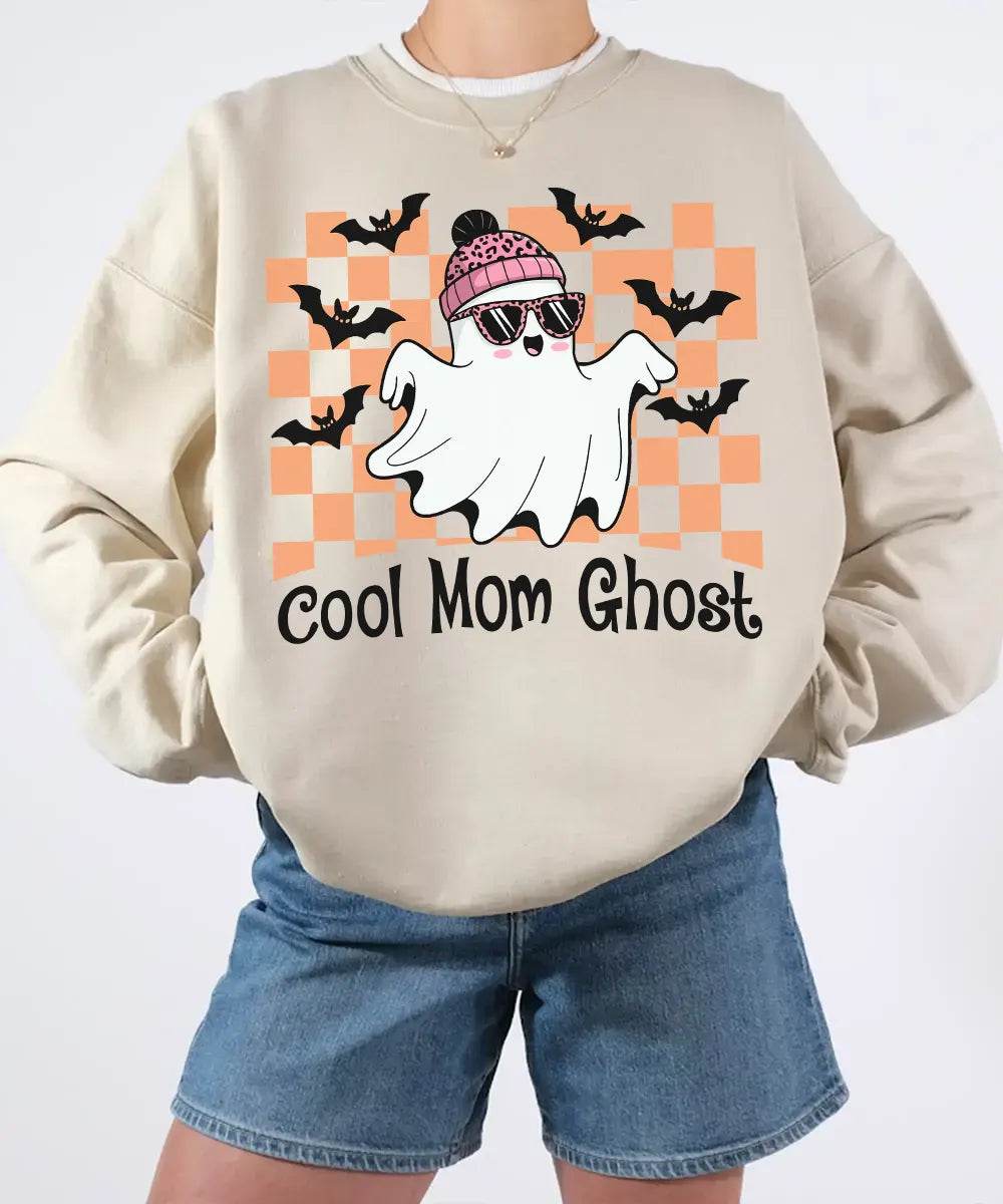 Cool Mom Ghost Halloween Comfort Colors T-Shirt or Sweatshirt – Funny Spooky Season Shirt - Woven Mama