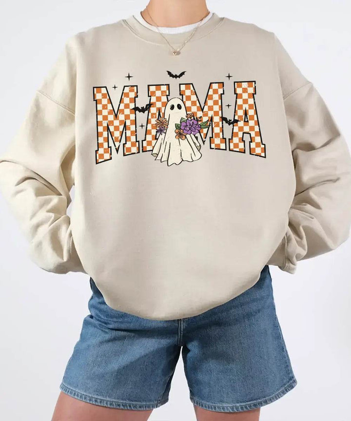 Halloween Mama Ghost Comfort Colors T-Shirt or Crewneck Sweatshirt - Woven Mama