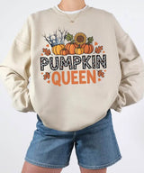 Pumpkin Queen Comfort Colors T-Shirt or Crewneck Sweatshirt – Fall Pumpkin Patch & Halloween Mom Shirt - Woven Mama