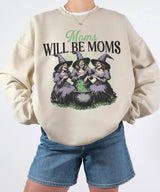 Moms Will Be Moms Comfort Colors T-Shirt or Crewneck Sweatshirt – Witchy Halloween Mom Shirt - Woven Mama