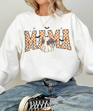 Halloween Mama Ghost Comfort Colors T-Shirt or Crewneck Sweatshirt - Woven Mama