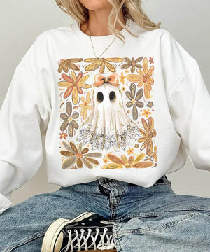 Floral Ghost Mama Halloween Comfort Colors T-Shirt or Sweatshirt – Retro Fall Spooky Season Shirt - Woven Mama