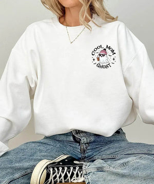 Cool Mom Ghost Comfort Colors T-Shirt or Crewneck Sweatshirt – Halloween Pocket Print Shirt - Woven Mama