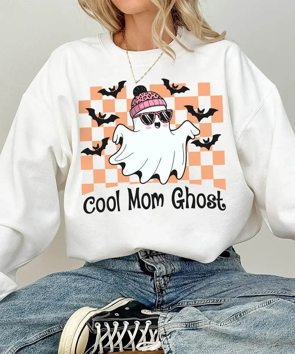Cool Mom Ghost Halloween Comfort Colors T-Shirt or Sweatshirt – Funny Spooky Season Shirt - Woven Mama