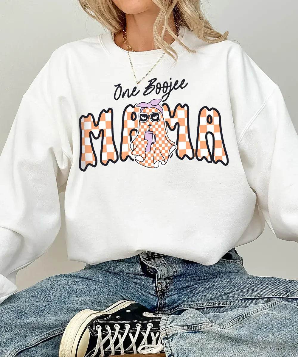 One Boojee Mama Comfort Colors T-Shirt or Sweatshirt – Cute Halloween Ghost Mom Shirt - Woven Mama