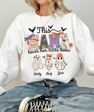 Custom Halloween Mama Comfort Colors T-Shirt or Crewneck Sweatshirt – This Mama Loves Her Little Boos - Woven Mama