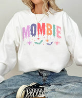 Mombie Comfort Colors T-Shirt or Crewneck Sweatshirt – Cute Colorful Spooky Halloween Mom Shirt - Woven Mama