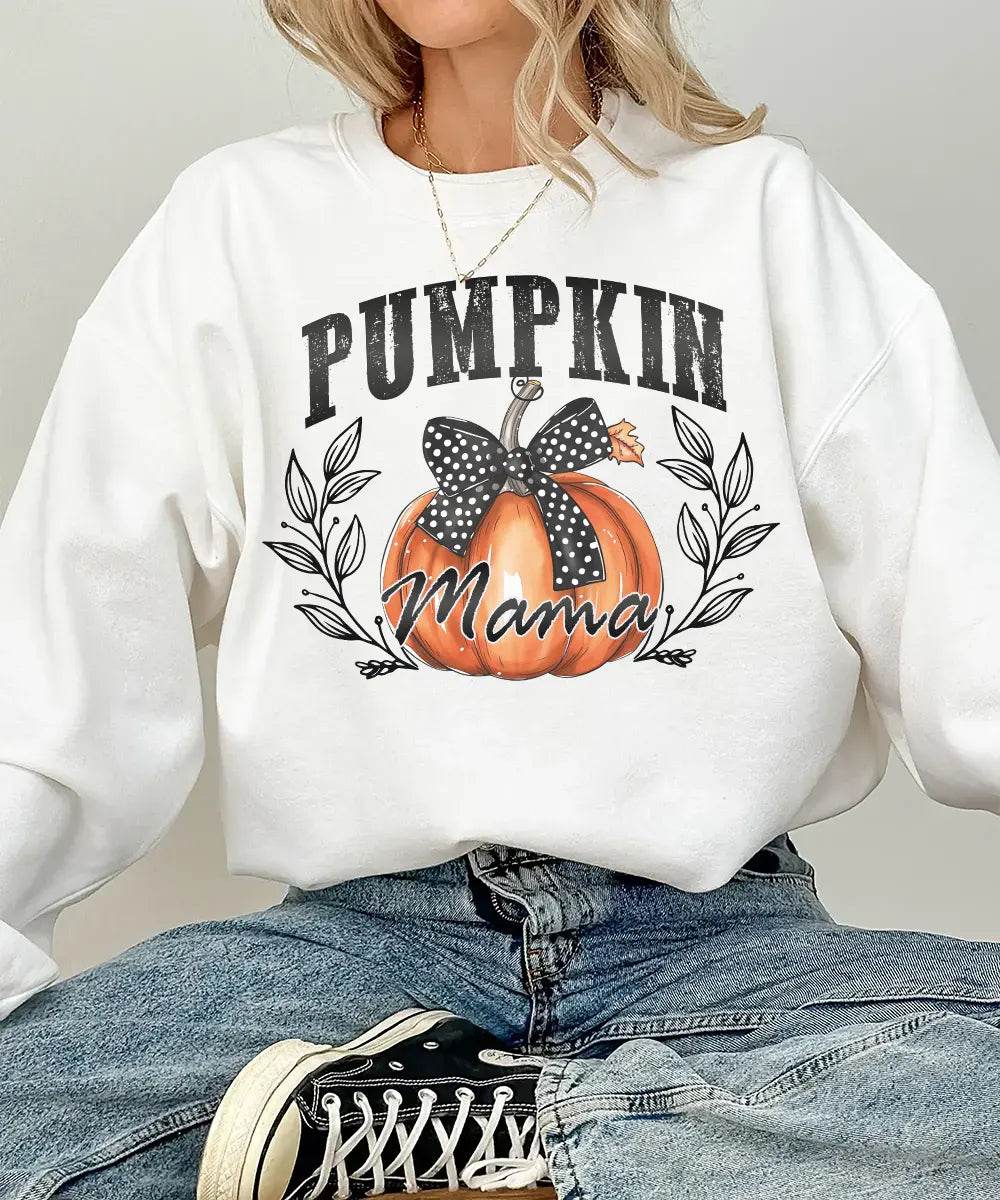 Pumpkin Mama Comfort Colors T-Shirt & Crewneck Sweatshirt – Fall Mom Graphic Tee - Woven Mama