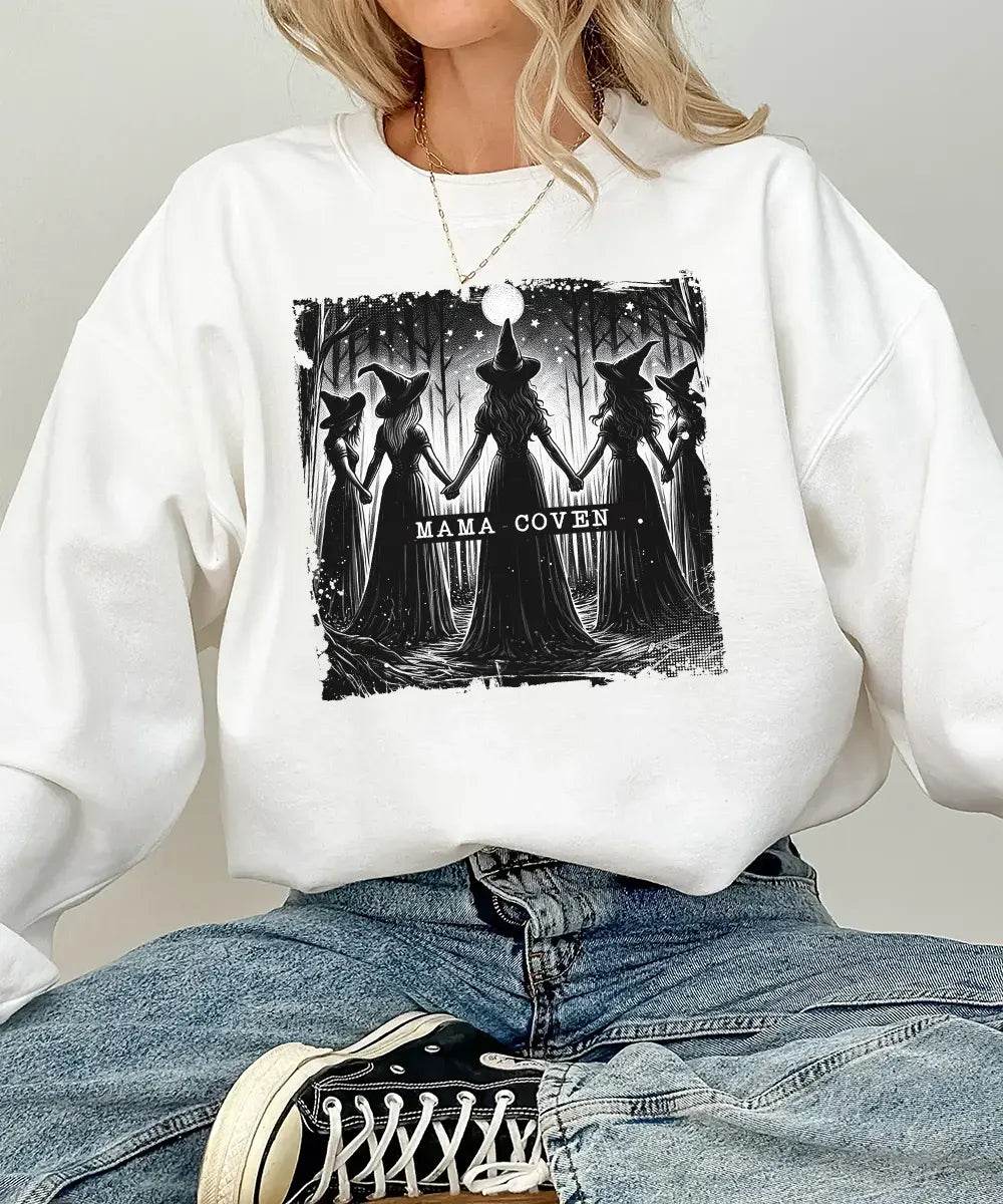 Mama Coven Halloween Comfort Colors T-Shirt or Crewneck Sweatshirt – Witchy Mom Shirt - Woven Mama