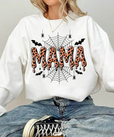 Spooky Mama Comfort Colors T-Shirt or Crewneck Sweatshirt – Leopard Print Halloween Mom Shirt - Woven Mama