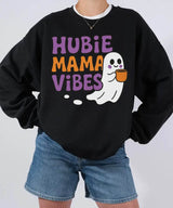 Hubie Mama Vibes Halloween Shirt – Comfort Colors® T-Shirt & Gildan Crewneck Sweatshirt for Moms - Woven Mama