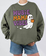 Hubie Mama Vibes Halloween Shirt – Comfort Colors® T-Shirt & Gildan Crewneck Sweatshirt for Moms - Woven Mama