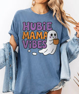 Hubie Mama Vibes Halloween Shirt – Comfort Colors® T-Shirt & Gildan Crewneck Sweatshirt for Moms - Woven Mama