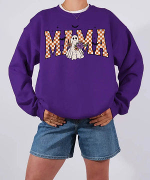 Halloween Mama Ghost Comfort Colors T-Shirt or Crewneck Sweatshirt - Woven Mama