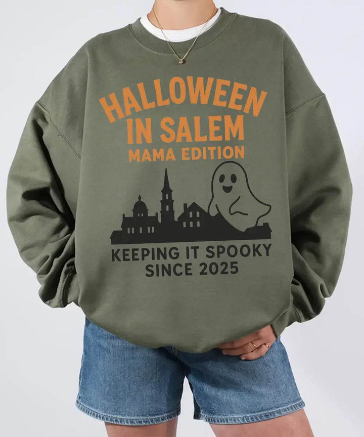 Halloween in Salem Mama Edition Comfort Colors® T-Shirt or Crewneck Sweatshirt - Woven Mama