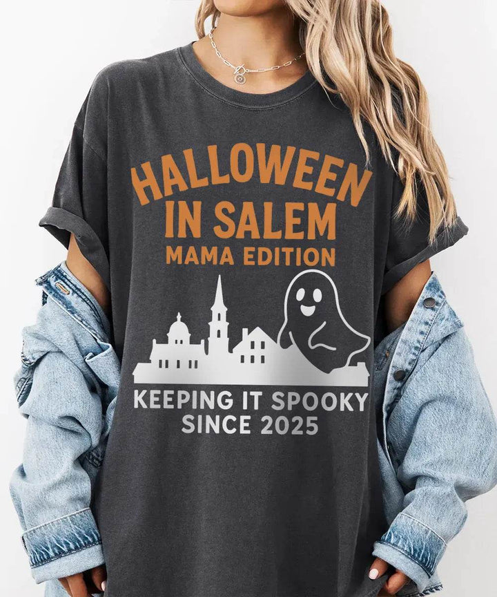Halloween in Salem Mama Edition Comfort Colors® T-Shirt or Crewneck Sweatshirt - Woven Mama