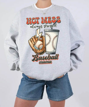 Hot Mess Stressed Baseball Mama Shirt – Funny Baseball Mom Tee or Sweatshirt - Woven Mama
