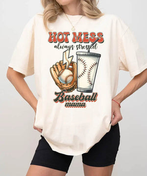 Hot Mess Stressed Baseball Mama Shirt – Funny Baseball Mom Tee or Sweatshirt - Woven Mama