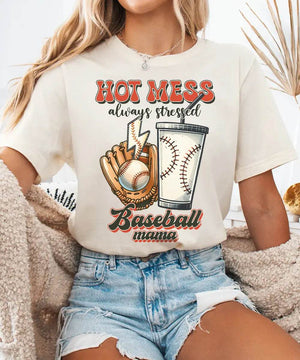 Hot Mess Stressed Baseball Mama Shirt – Funny Baseball Mom Tee or Sweatshirt - Woven Mama