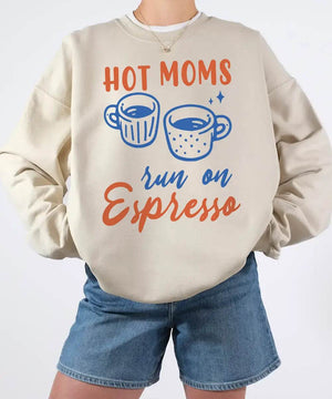 Hot Moms Run on Espresso Shirt – Funny Coffee Mom Comfort Colors® Tee / Sweatshirt - Woven Mama