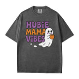 Hubie Mama Vibes Halloween Shirt – Comfort Colors® T-Shirt & Gildan Crewneck Sweatshirt for Moms - Woven Mama