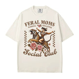 Feral Moms Social Club Shirt – Retro Tiger Comfort Colors Tee for Moms - Woven Mama