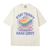 Stay Trippy Mama Ghost Comfort Colors T-Shirt or Crewneck Sweatshirt – Psychedelic Halloween Mom Shirt - Woven Mama
