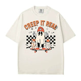 Retro Creep It Real Halloween Comfort Colors T-Shirt or Crewneck Sweatshirt – Cute Ghost Skateboard Shirt - Woven Mama