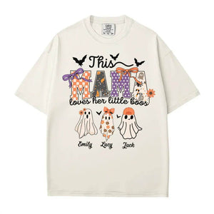 Custom Halloween Mama Comfort Colors T-Shirt or Crewneck Sweatshirt – This Mama Loves Her Little Boos - Woven Mama