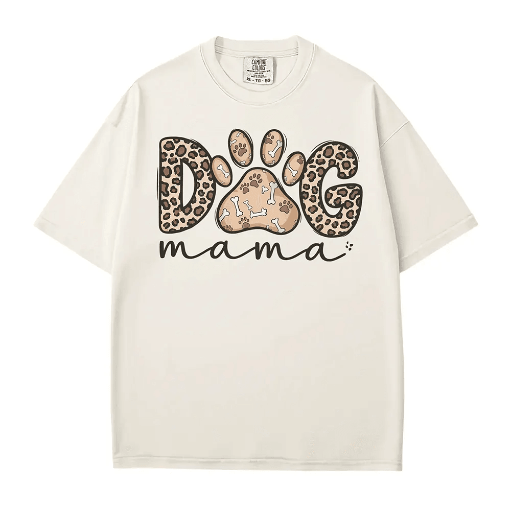 Dog Mama Comfort Colors® T-Shirt – Leopard Pet Mom Shirt - Woven Mama