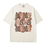 MAMA Comfort Colors® T-Shirt – Retro Leopard & Polka Dot Floral Mom Shirt - Woven Mama