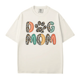 Dog Mom Comfort Colors® T-Shirt – Retro Leopard Letters with Paw Print - Woven Mama