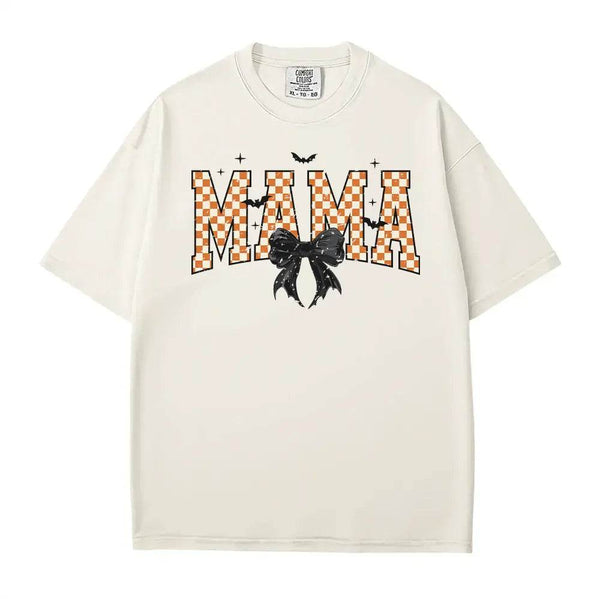 Spooky Bow MAMA Halloween Comfort Colors T-Shirt or Crewneck Sweatshirt - Woven Mama